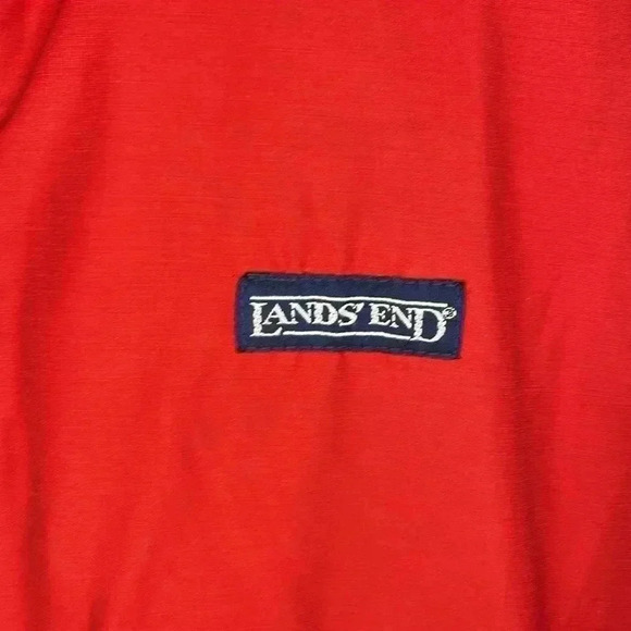 Lands’ End Men’s Large Red Fleece Lined Full Zip Vest Windbreaker Jacket - Picture 3 of 9